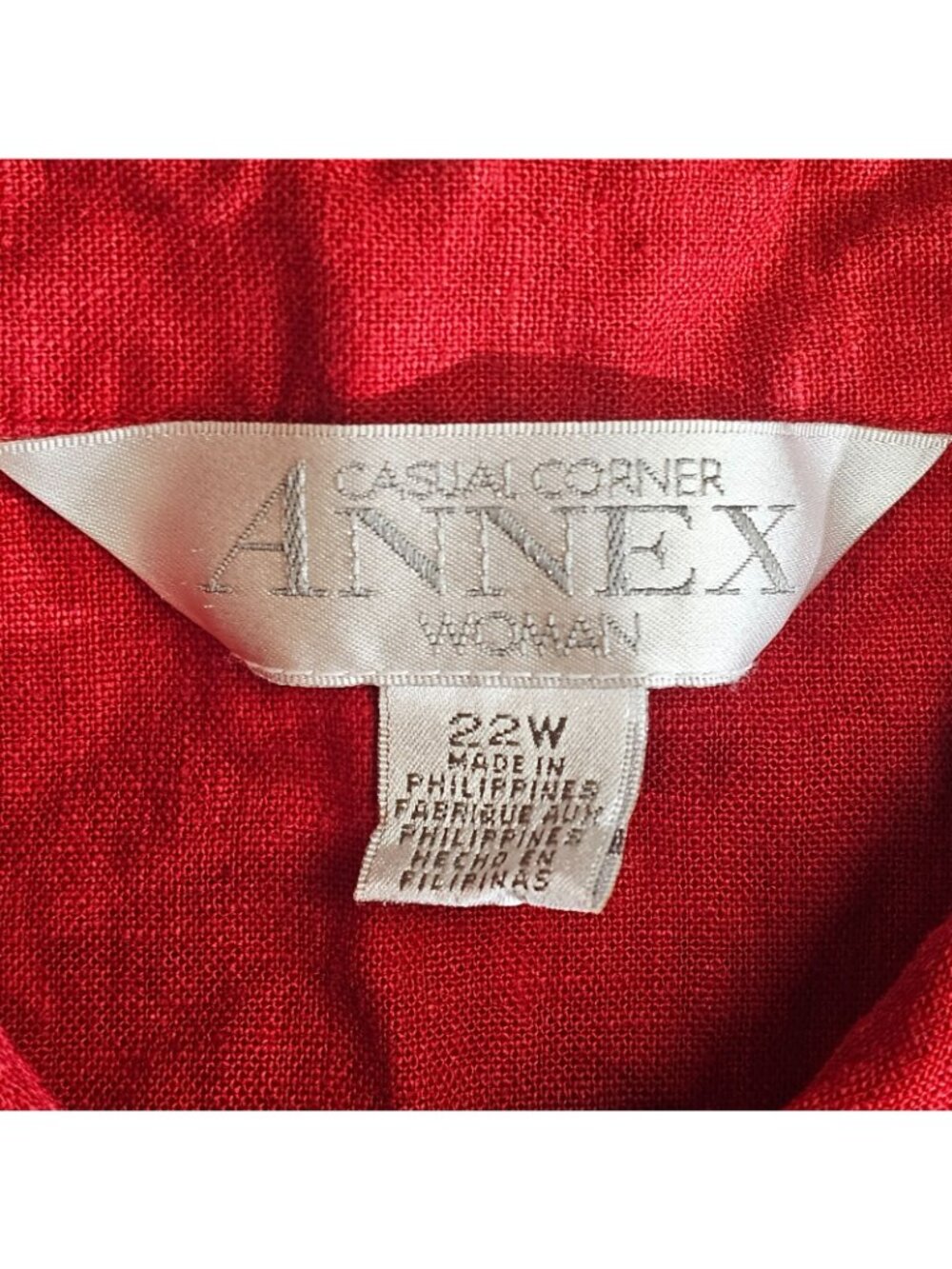 Casual Corner Annex Shirt Dress Womens 22W Red Button Front Linen Blend Y2K - Picture 7 of 13